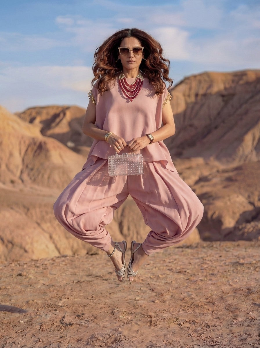 Draped Poly-Blend Mirage Tunic
