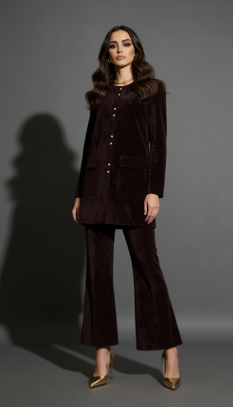 Suede Midi Jacket Set