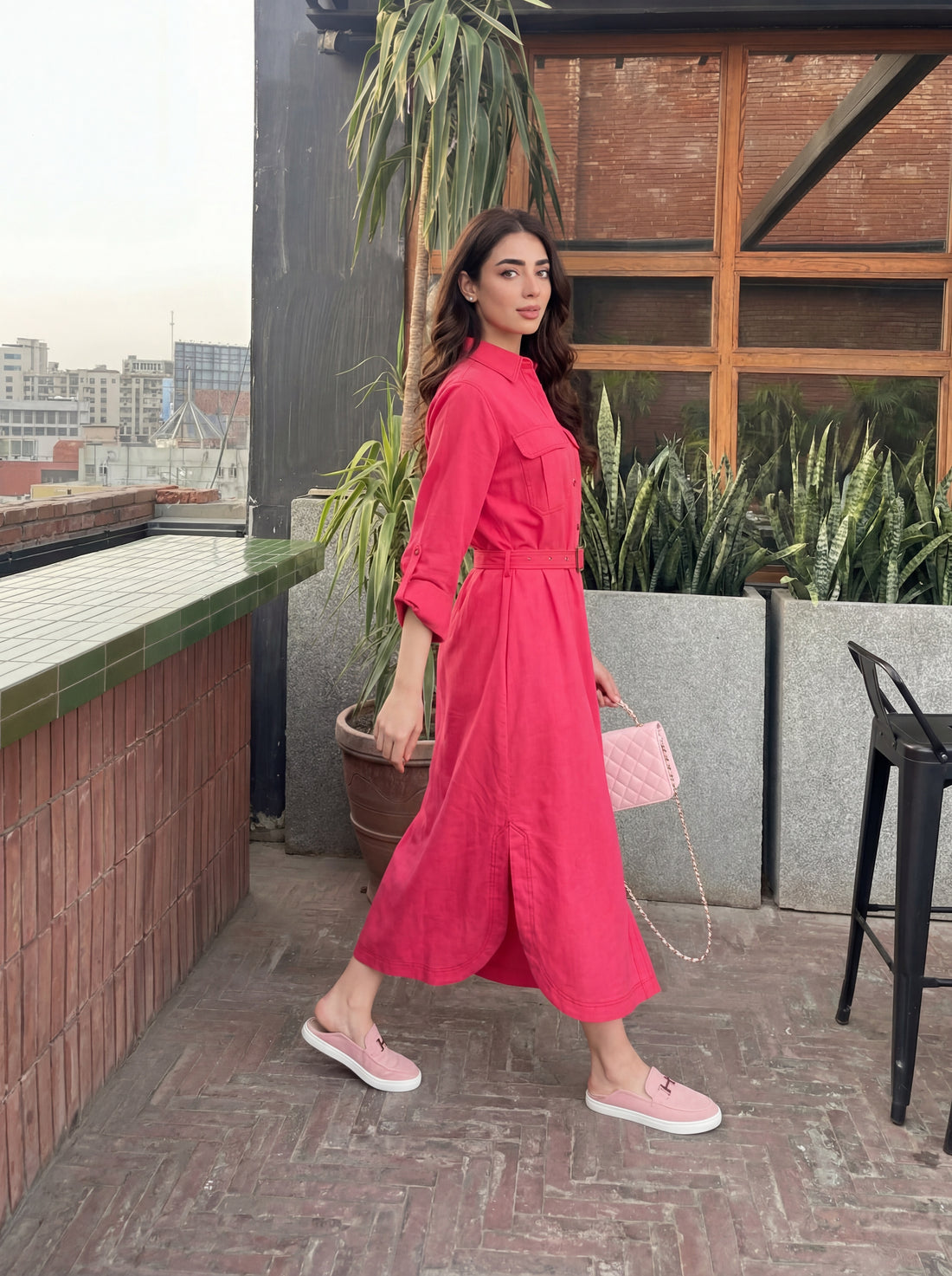 Button-down shirt dress with a relaxed, flowy silhouette