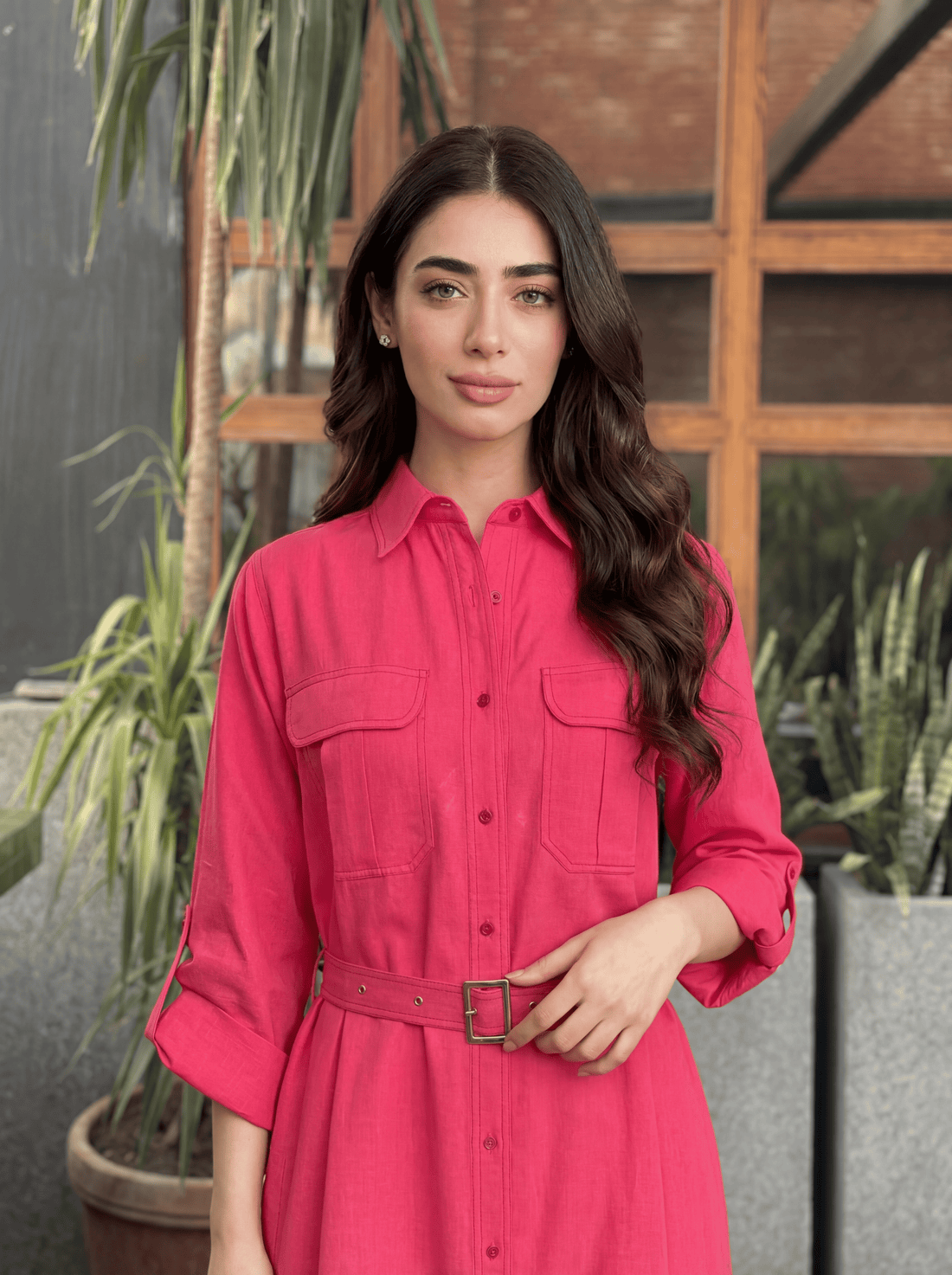 Button-down shirt dress with a relaxed, flowy silhouette