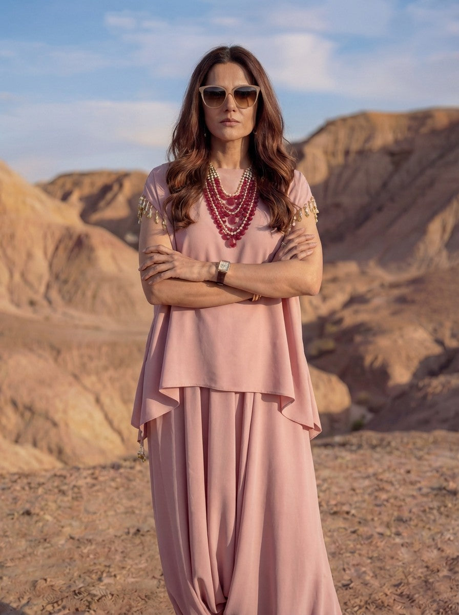 Draped Poly-Blend Mirage Tunic