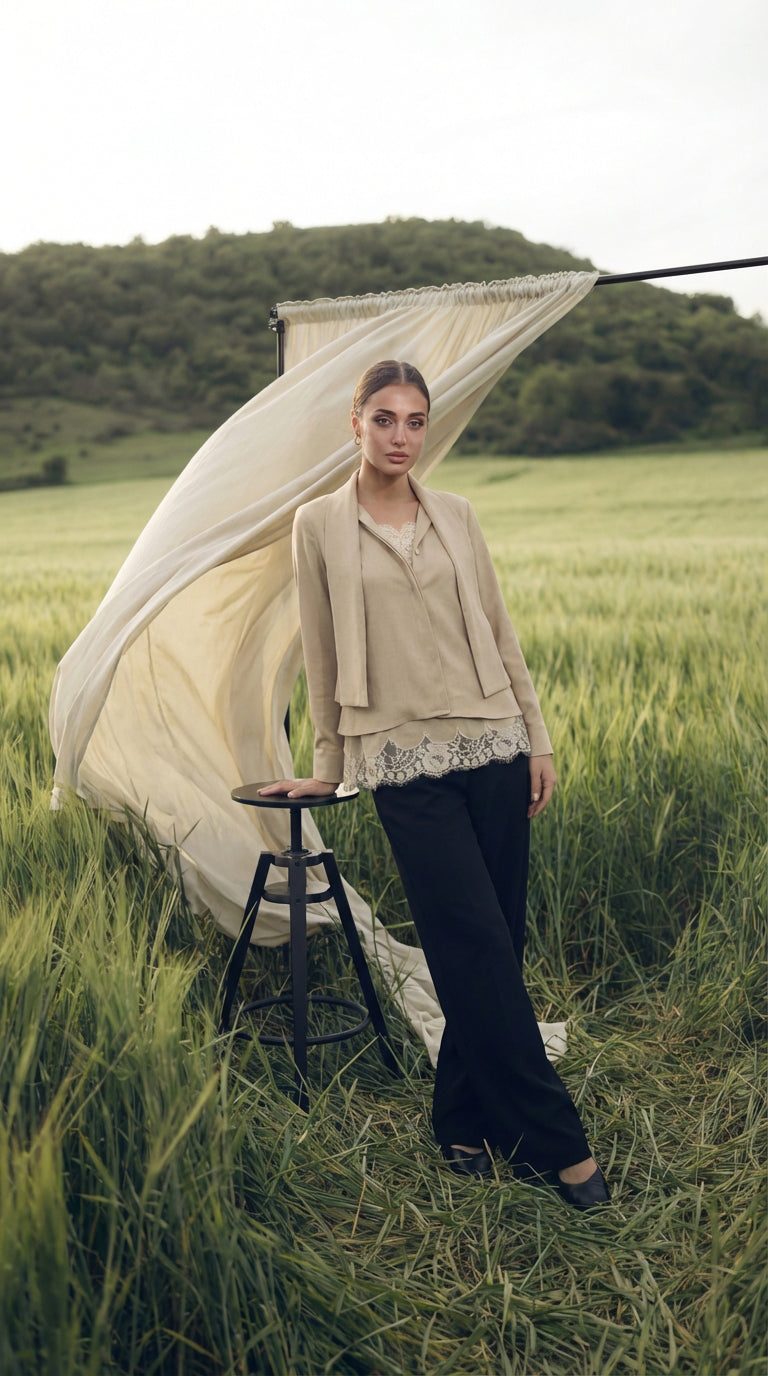 Scalloped Matt Twill Co-ord