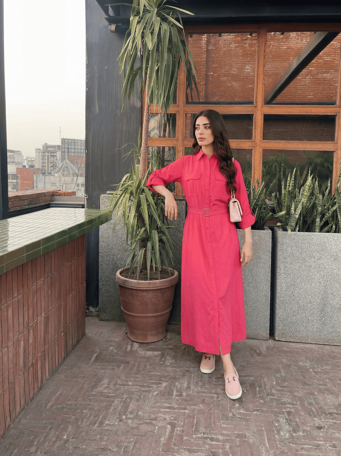 Button-down shirt dress with a relaxed, flowy silhouette