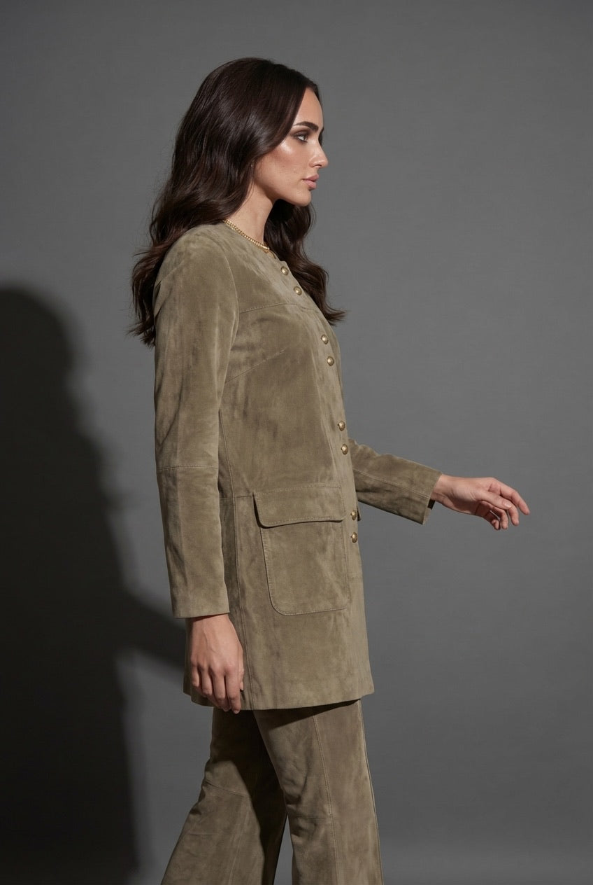 Suede Midi Jacket Set