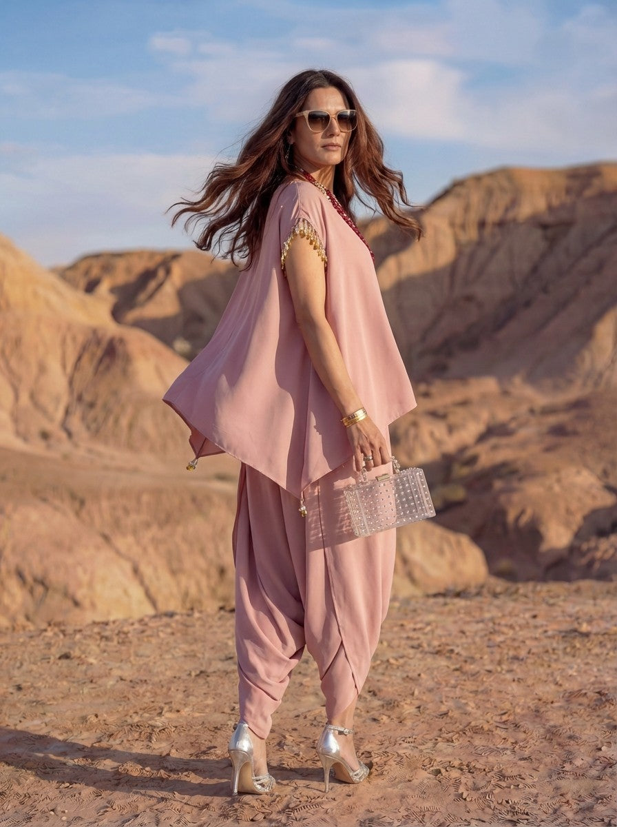 Draped Poly-Blend Mirage Tunic