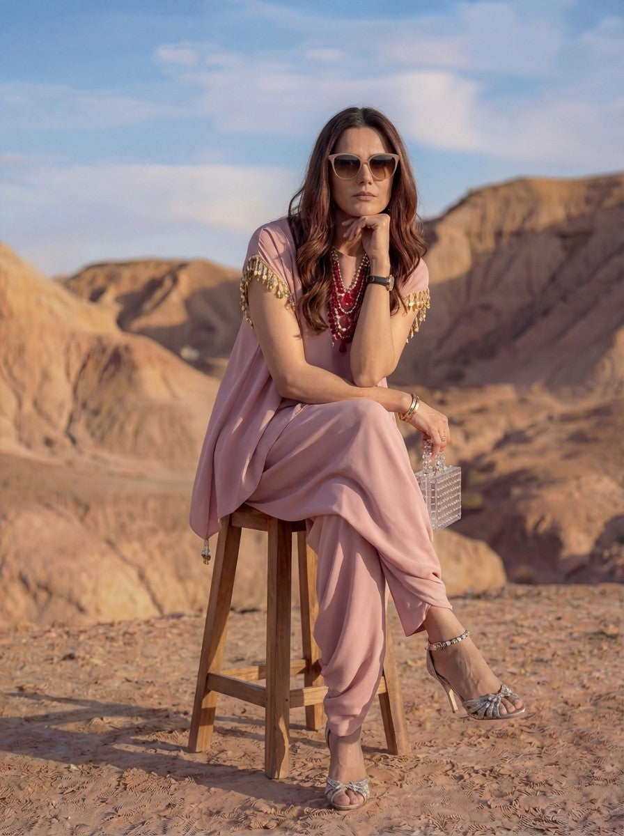 Draped Poly-Blend Mirage Tunic