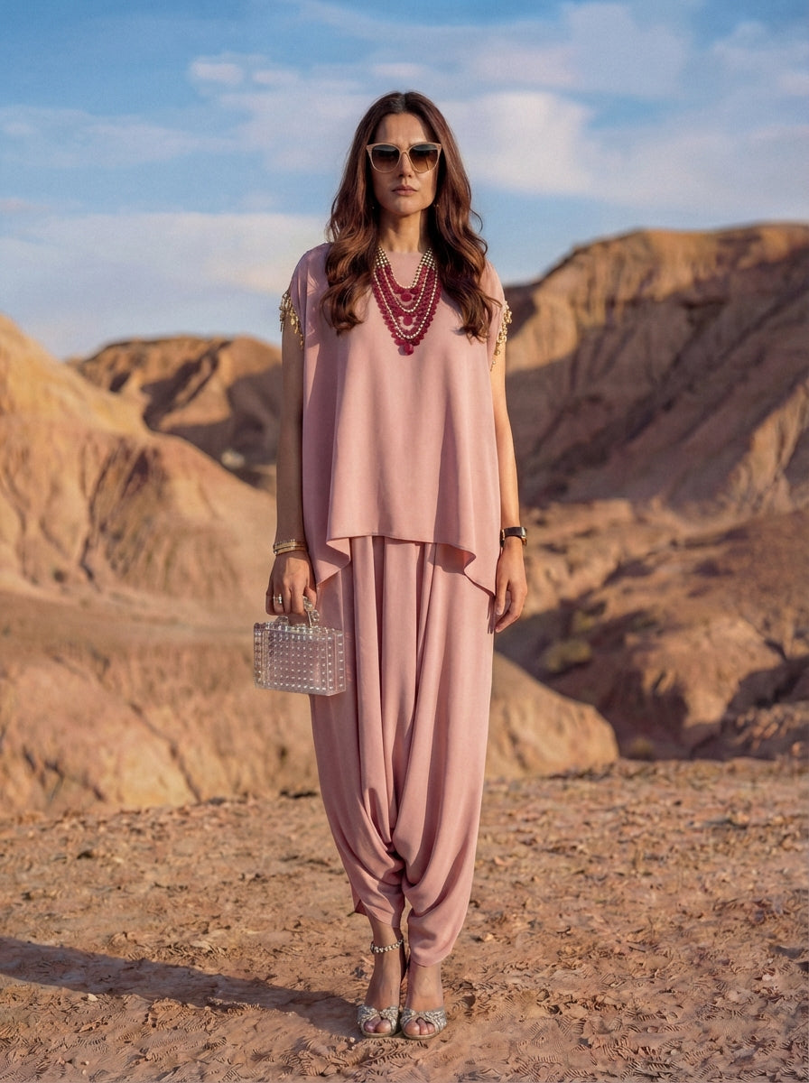 Draped Poly-Blend Mirage Tunic