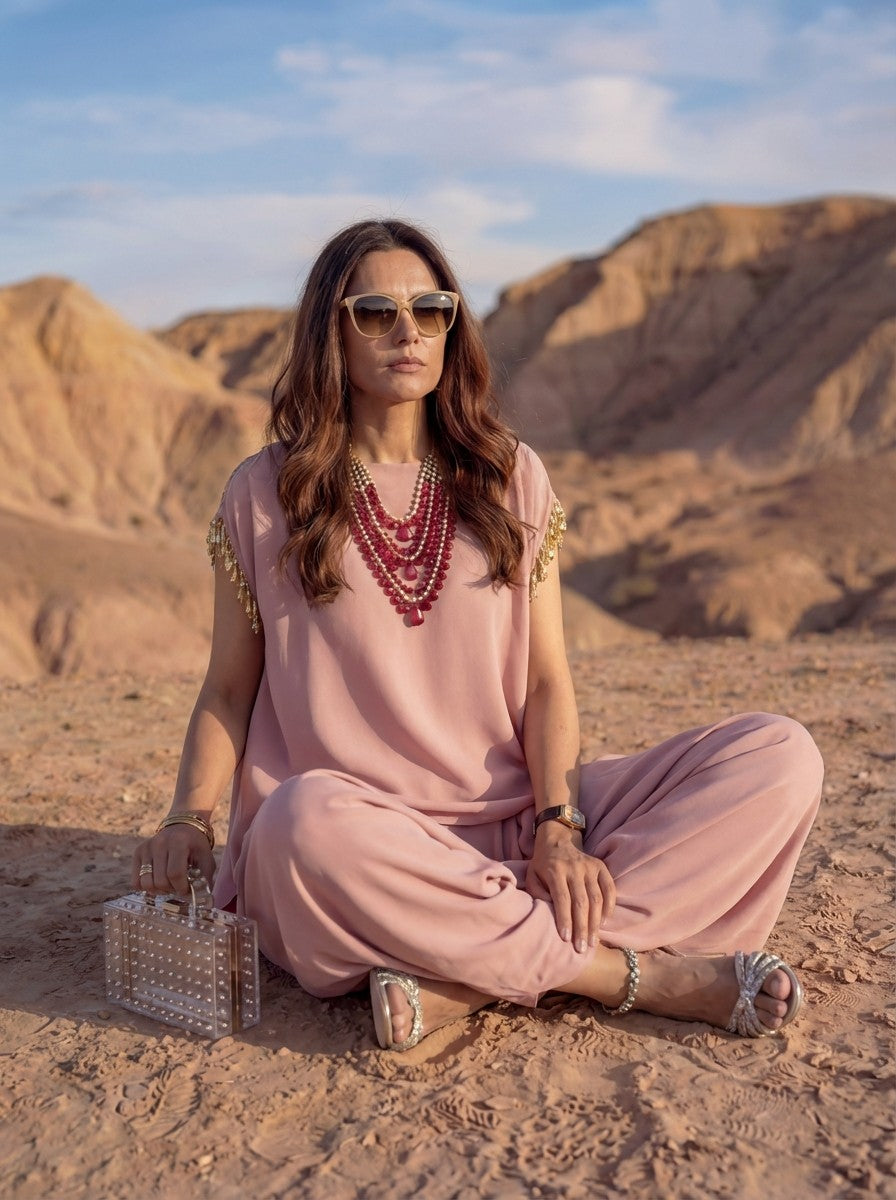 Draped Poly-Blend Mirage Tunic