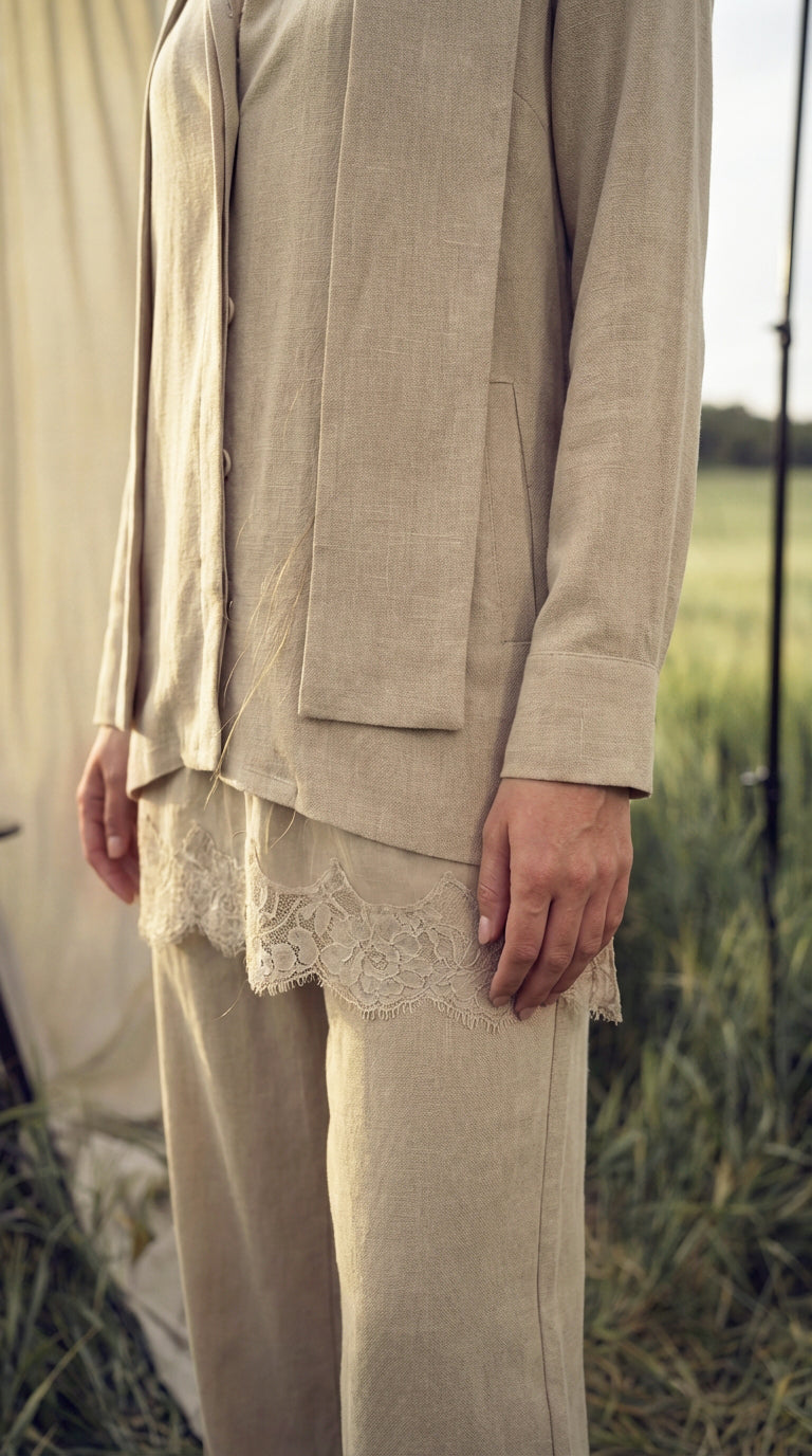 Scalloped Matt Twill Long  Co-ord