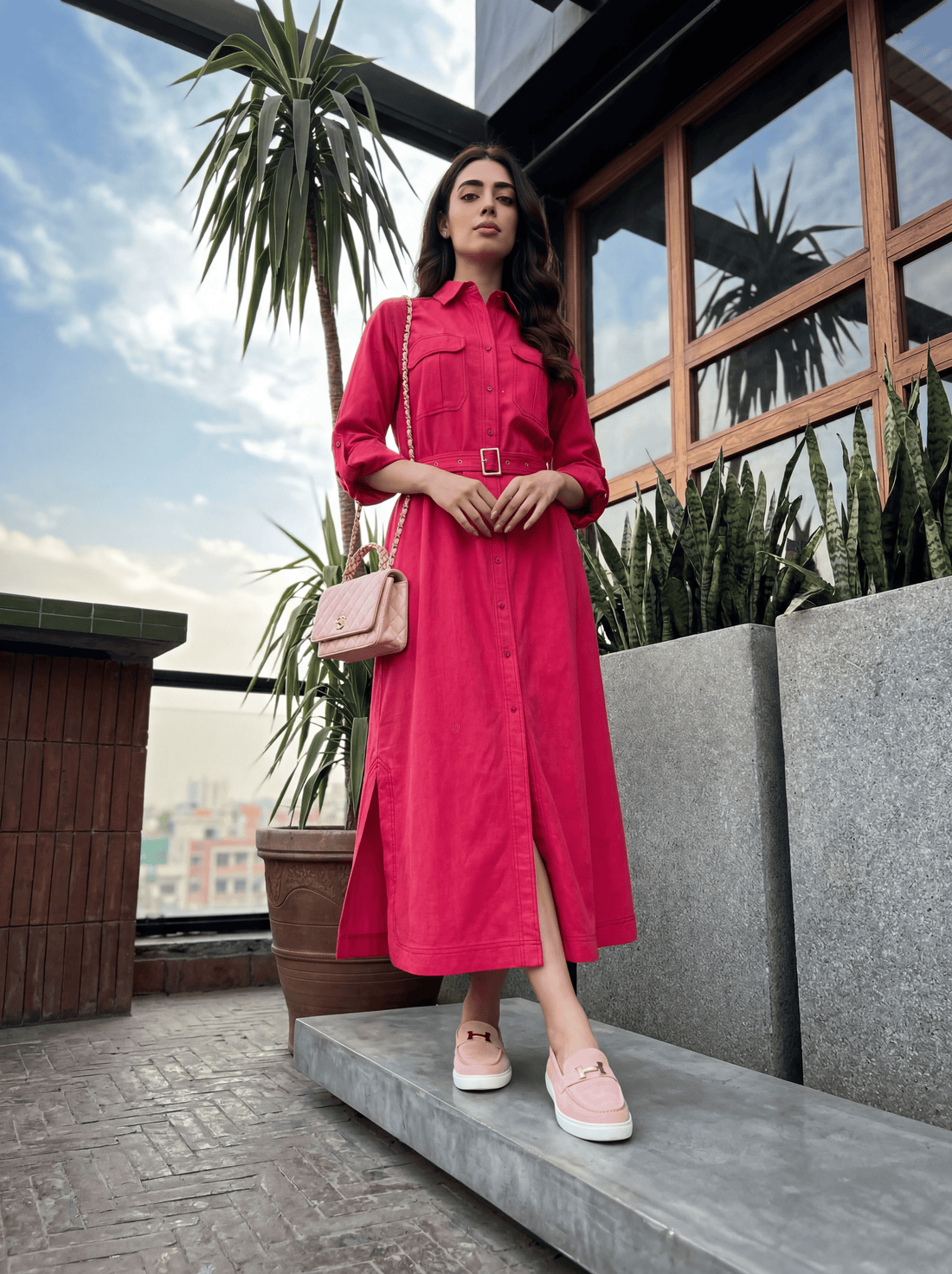 Button-down shirt dress with a relaxed, flowy silhouette