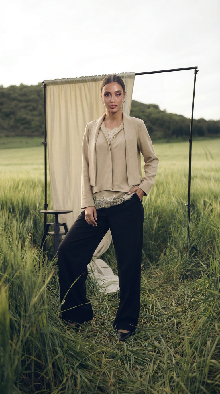 Scalloped Matt Twill Co-ord