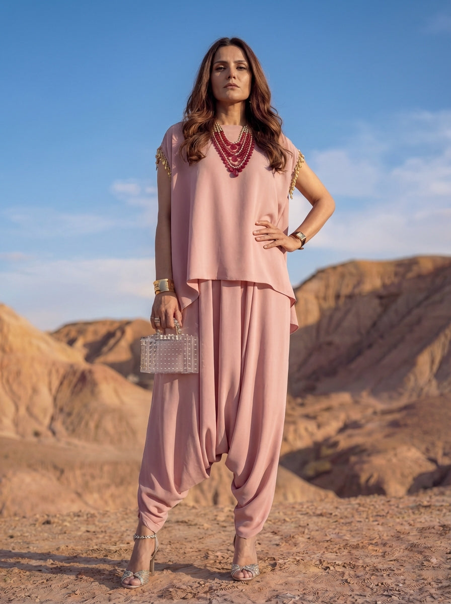 Draped Poly-Blend Mirage Tunic