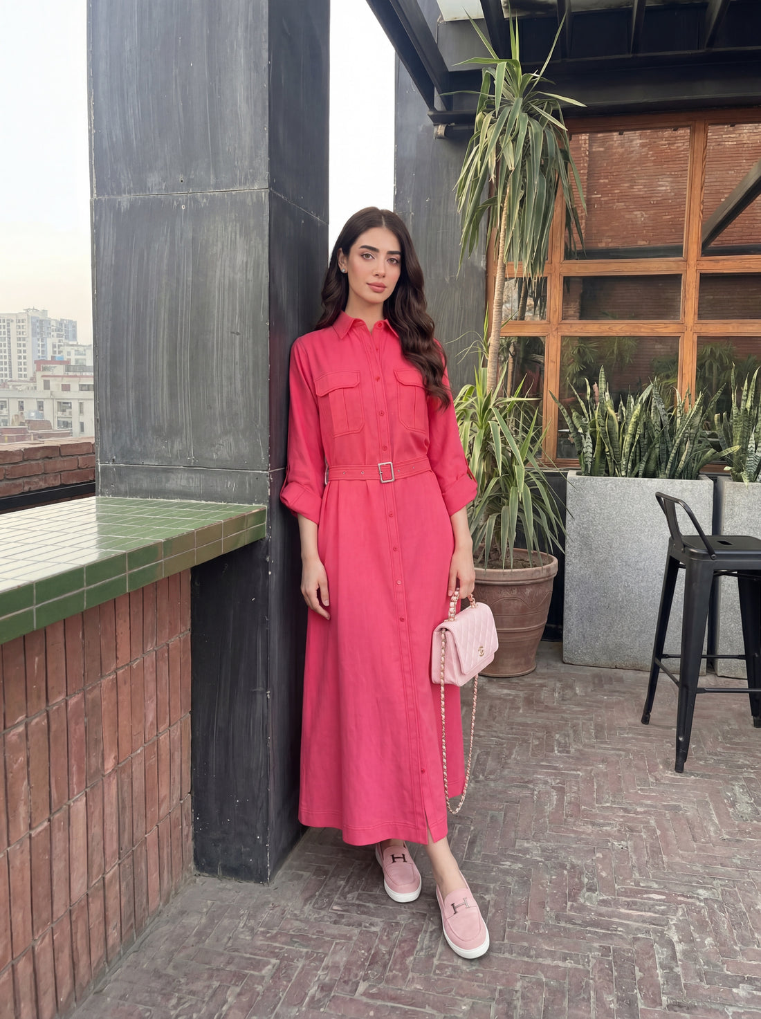 Button-down shirt dress with a relaxed, flowy silhouette
