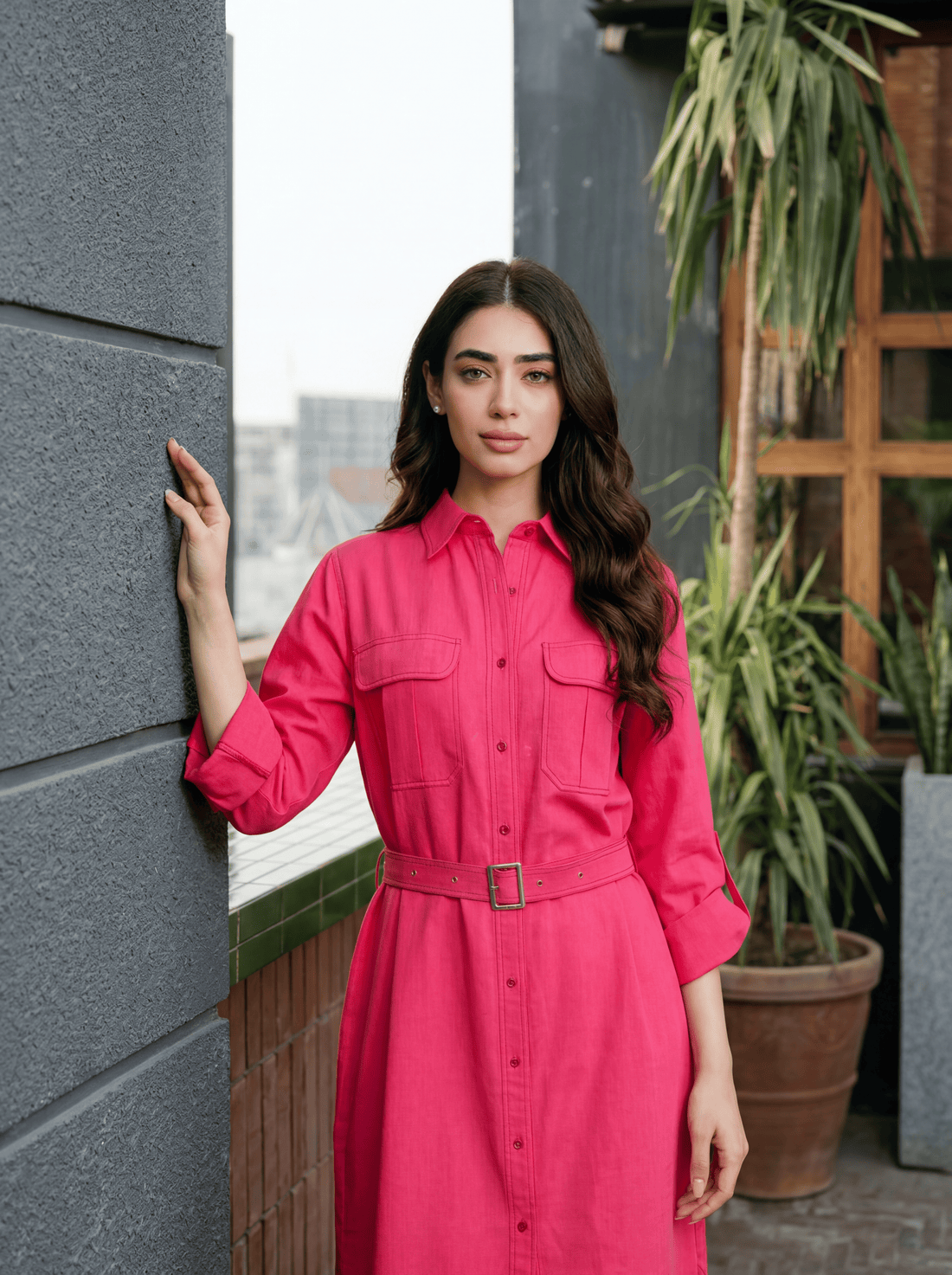 Button-down shirt dress with a relaxed, flowy silhouette
