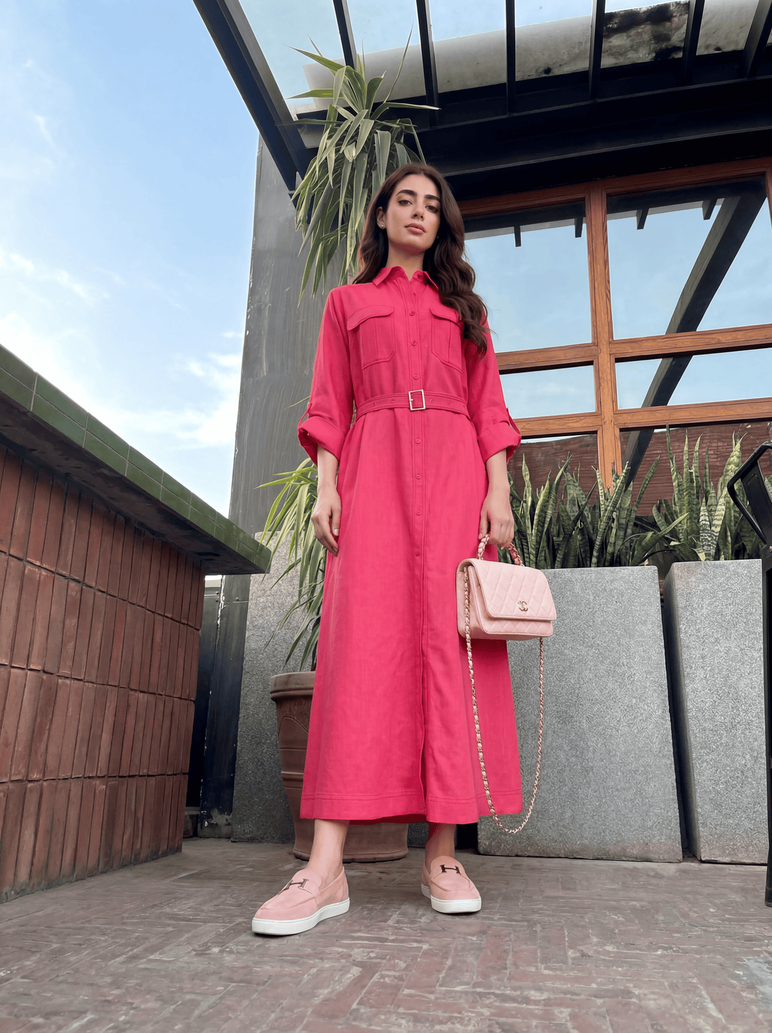 Button-down shirt dress with a relaxed, flowy silhouette