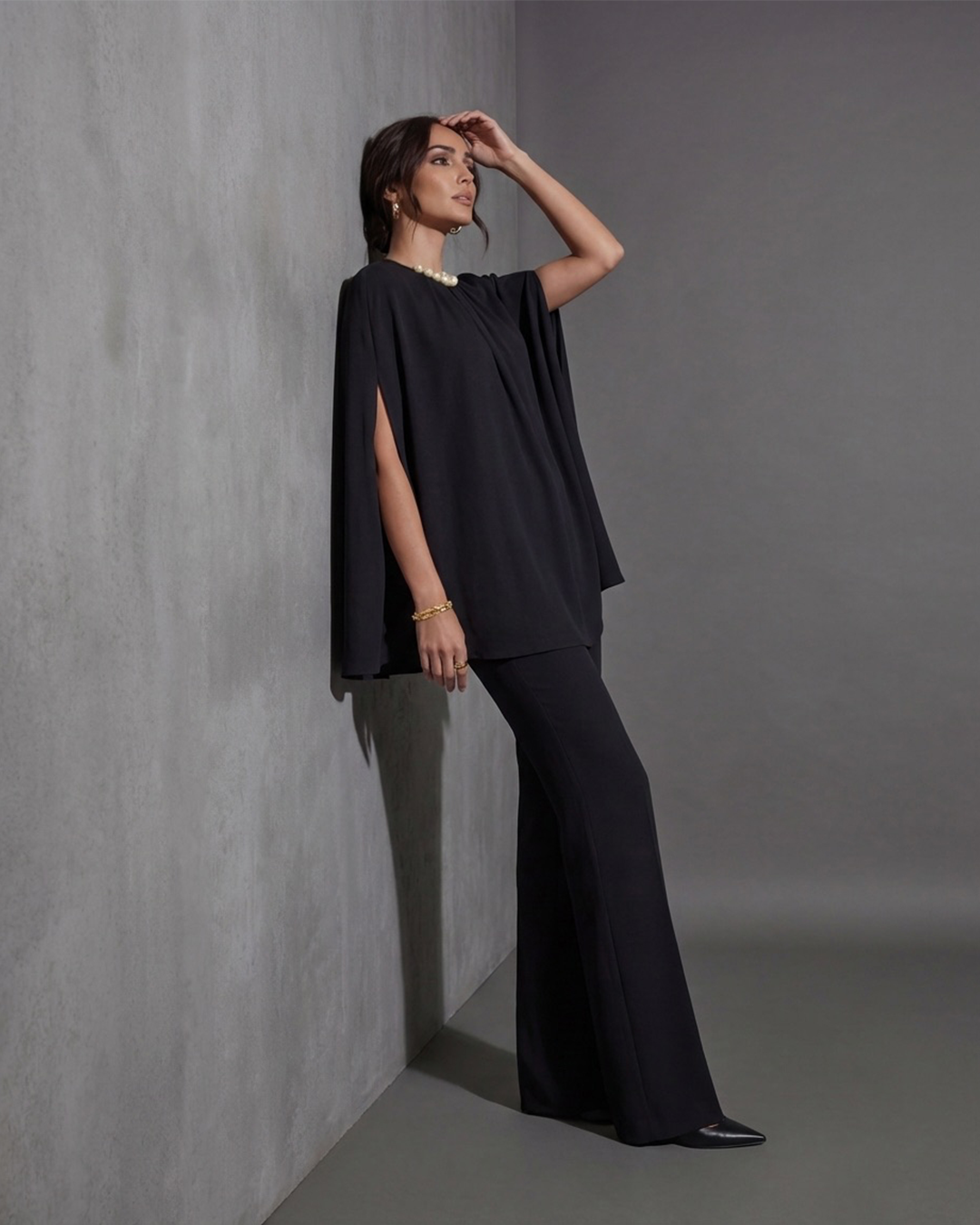 Pearl Embellished Cape Set