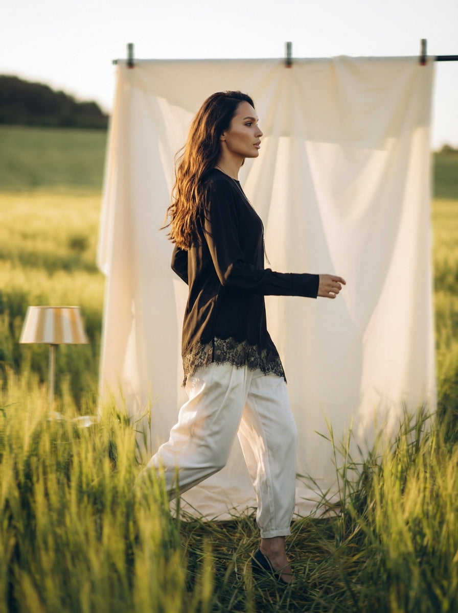 Laced Tunic with Cuffed Pants