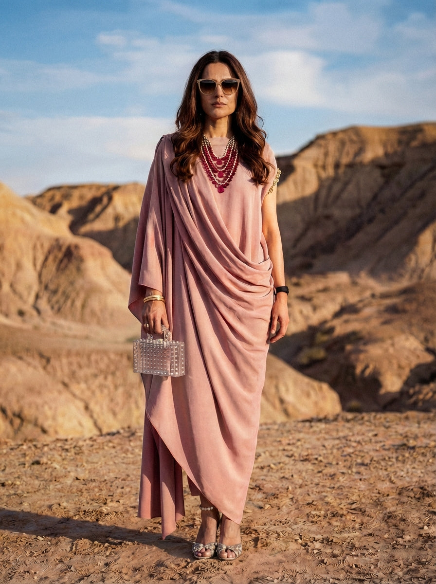 Draped Poly-Blend Mirage Tunic
