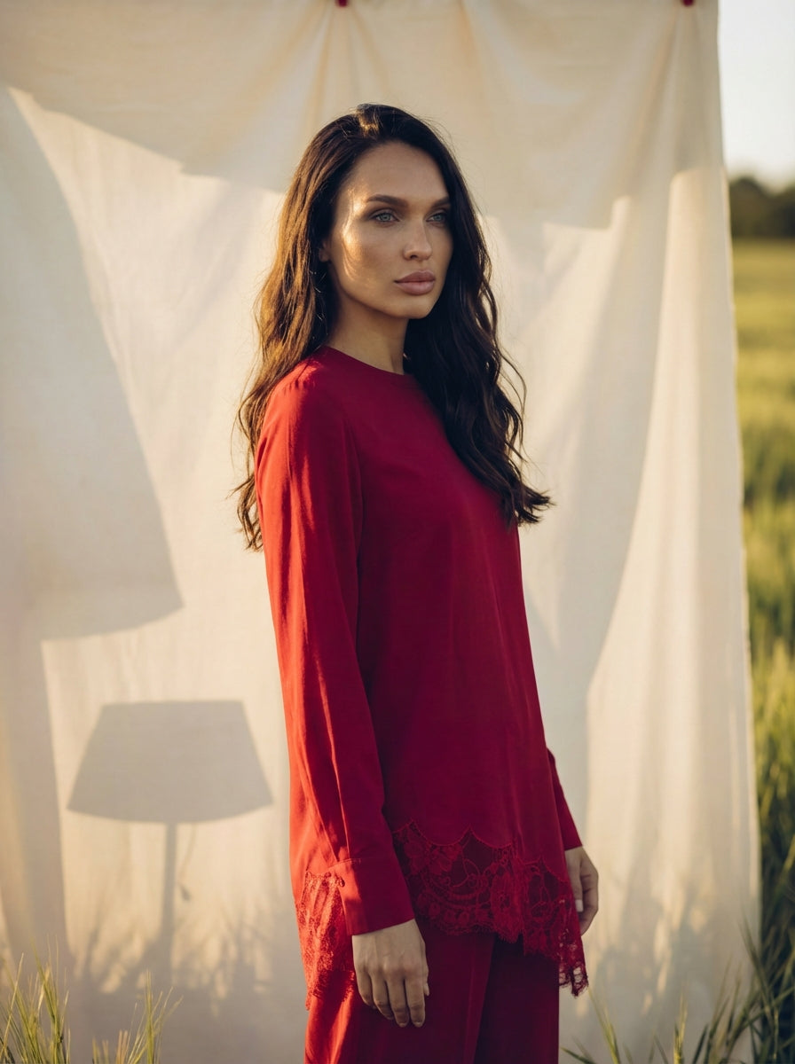 Laced Tunic with Cuffed Pants