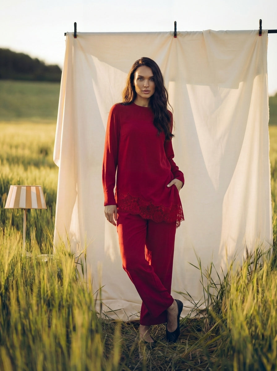 Laced Tunic with Cuffed Pants
