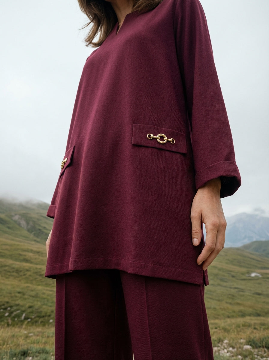 Maroon Linen Coord