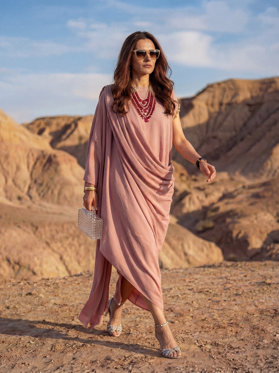 Draped Poly-Blend Mirage Tunic