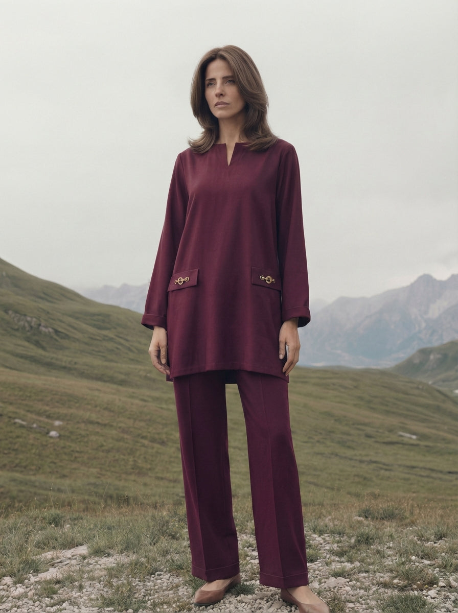Maroon Linen Coord