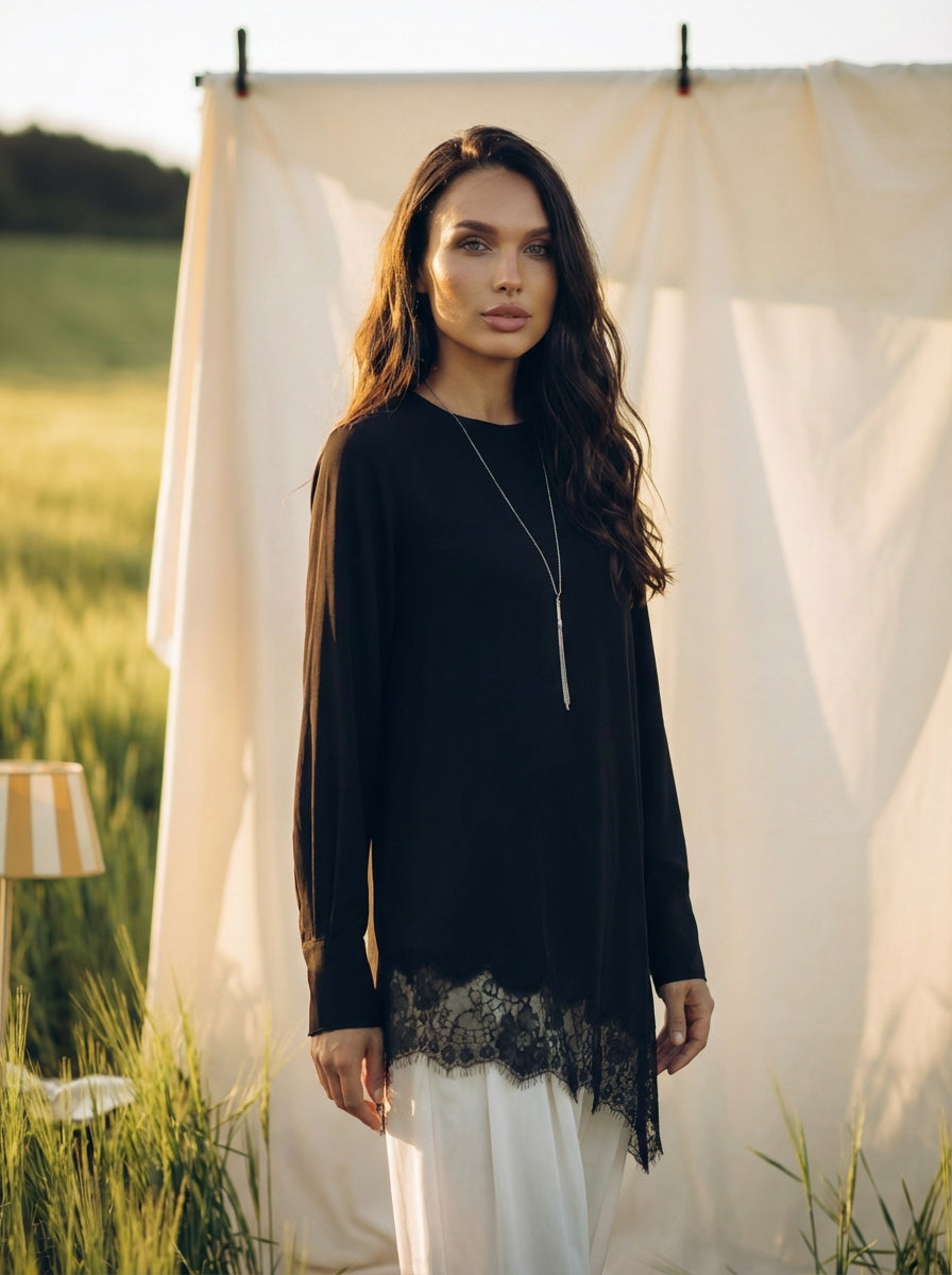 Laced Tunic with Cuffed Pants
