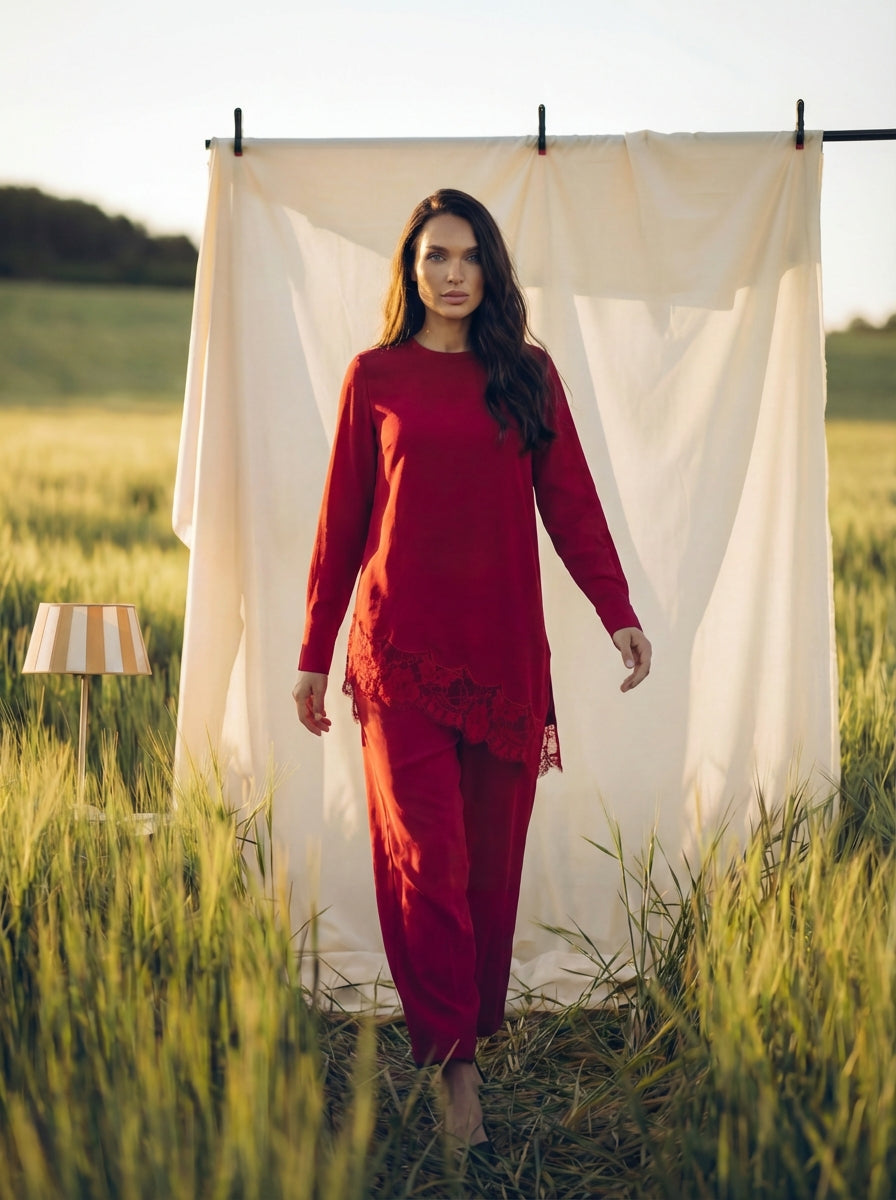 Laced Tunic with Cuffed Pants