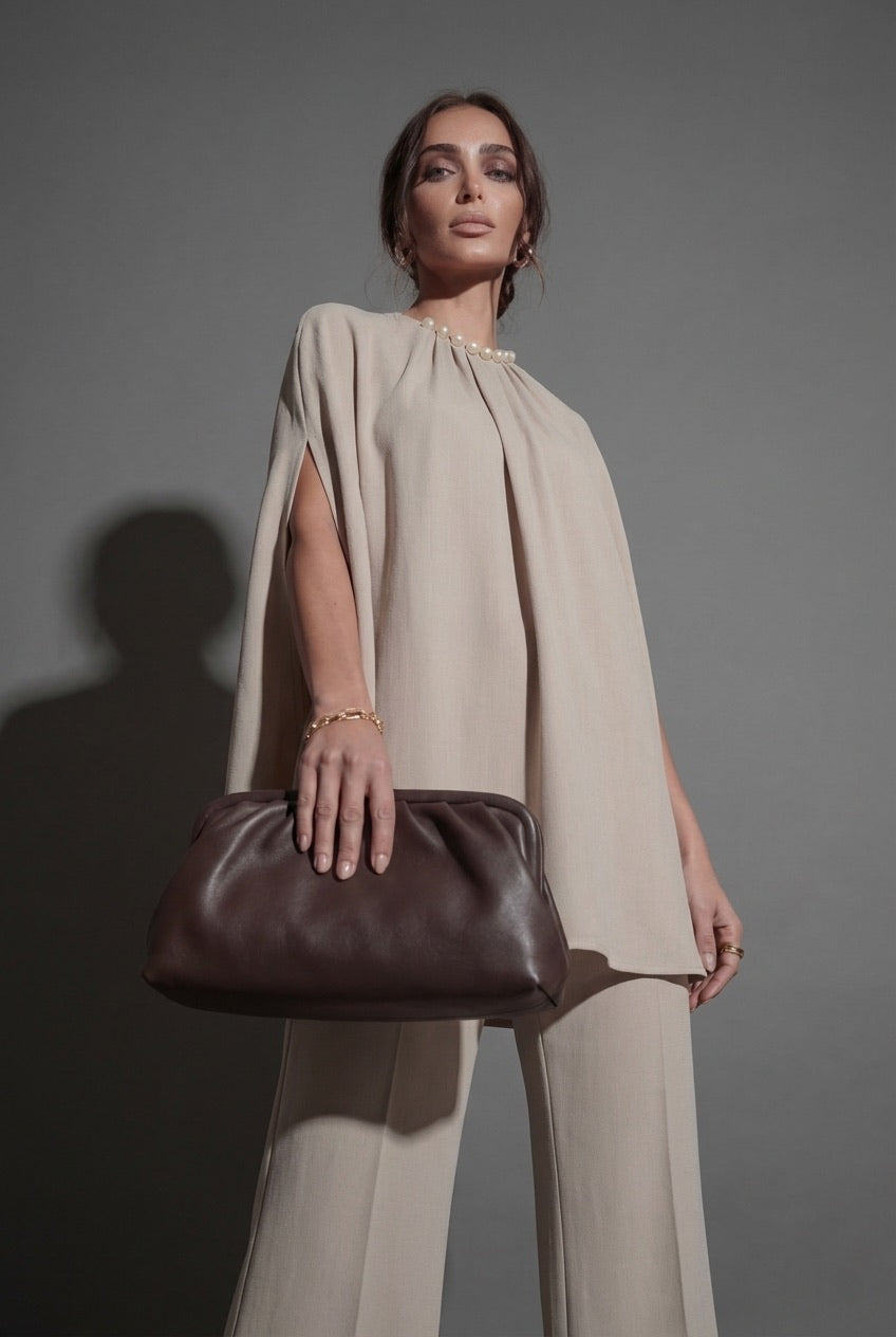 Pearl Embellished Cape Set