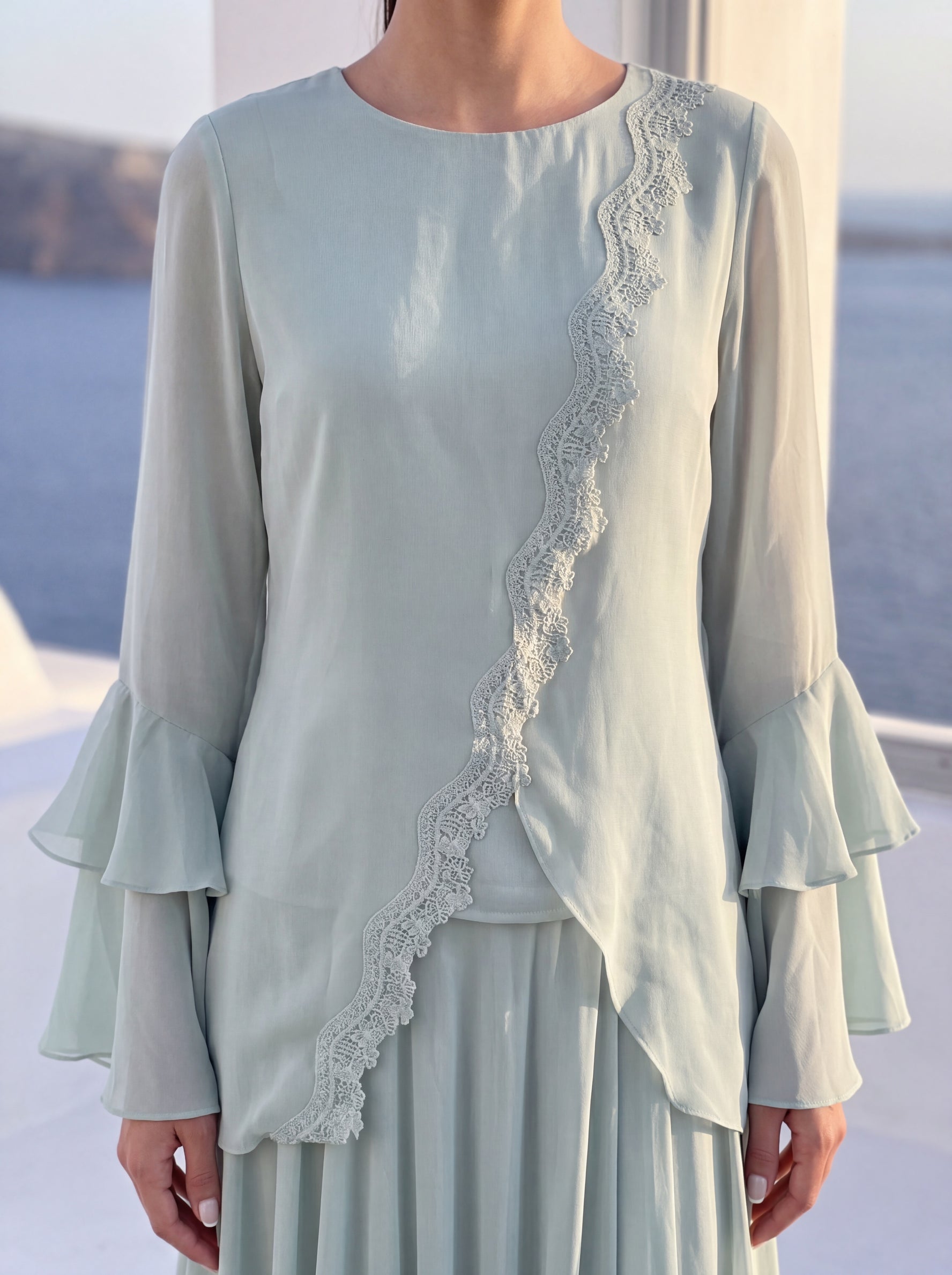 Mint Chiffon Asymmetric Coord