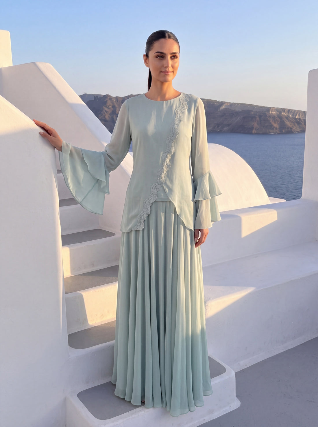 Mint Chiffon Asymmetric Coord