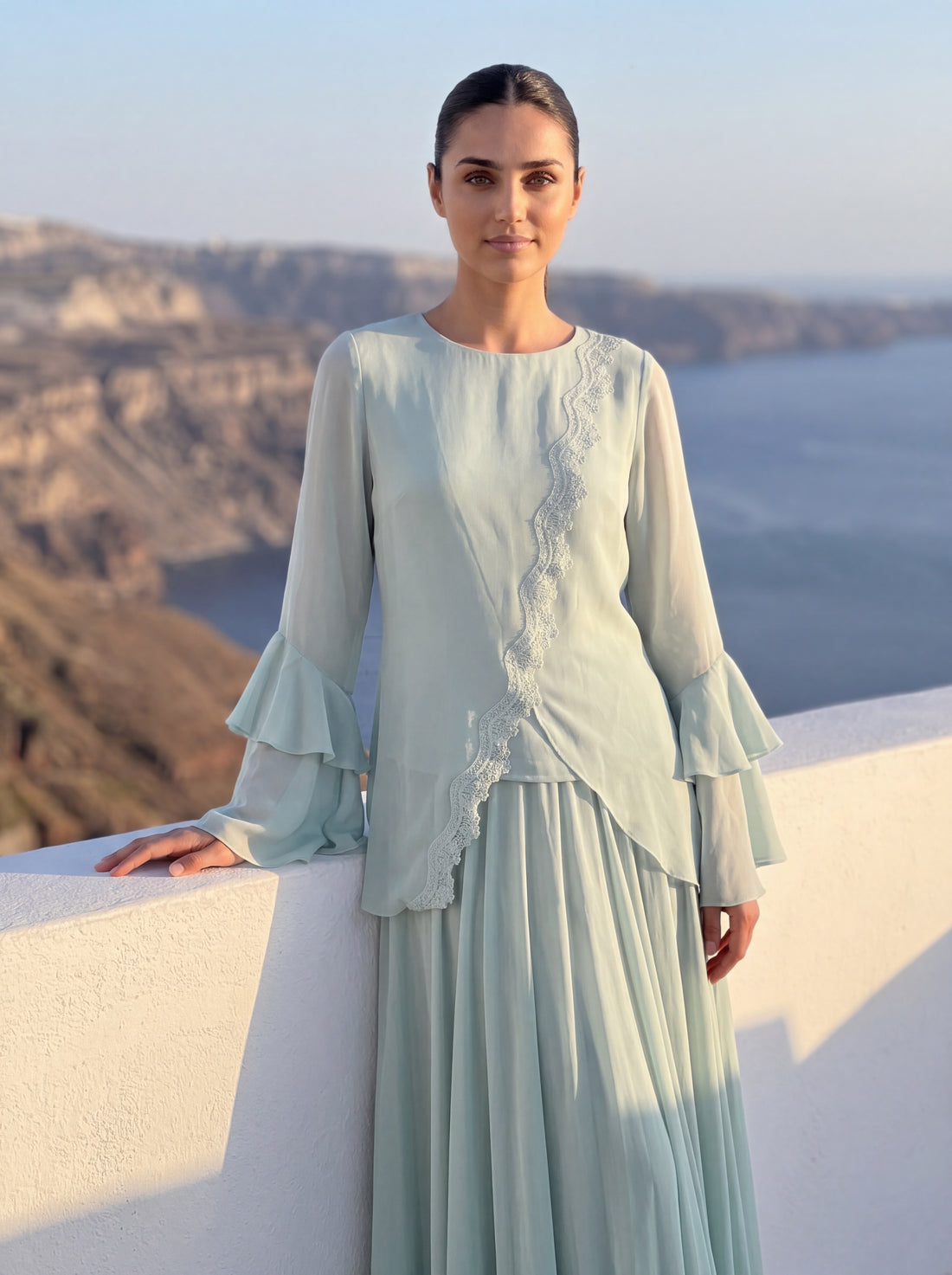 Mint Chiffon Asymmetric Coord