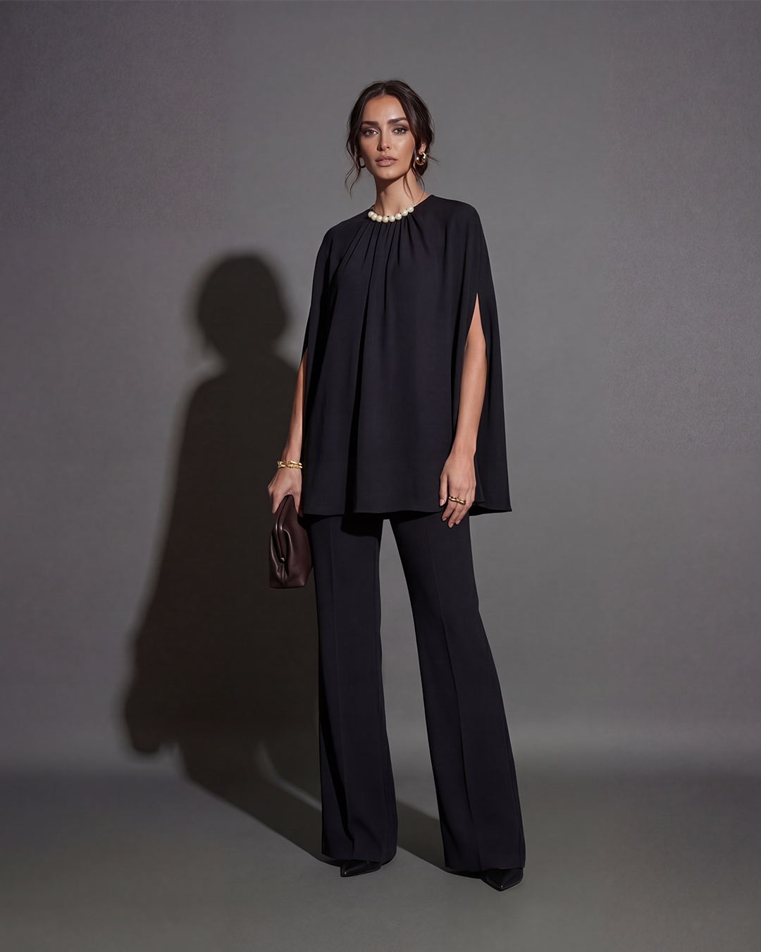 Pearl Embellished Cape Set