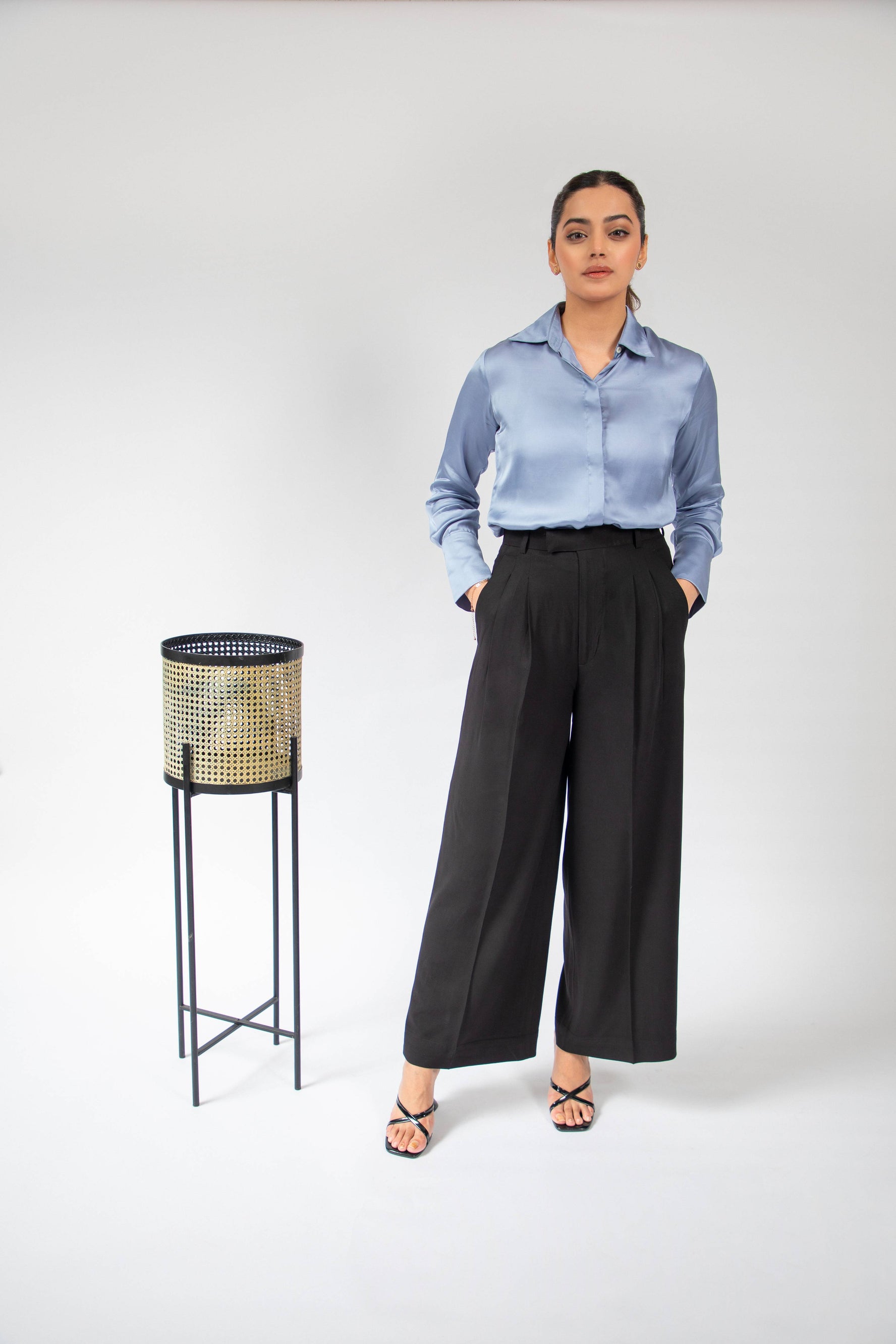 Wideleg Pleated Trousers