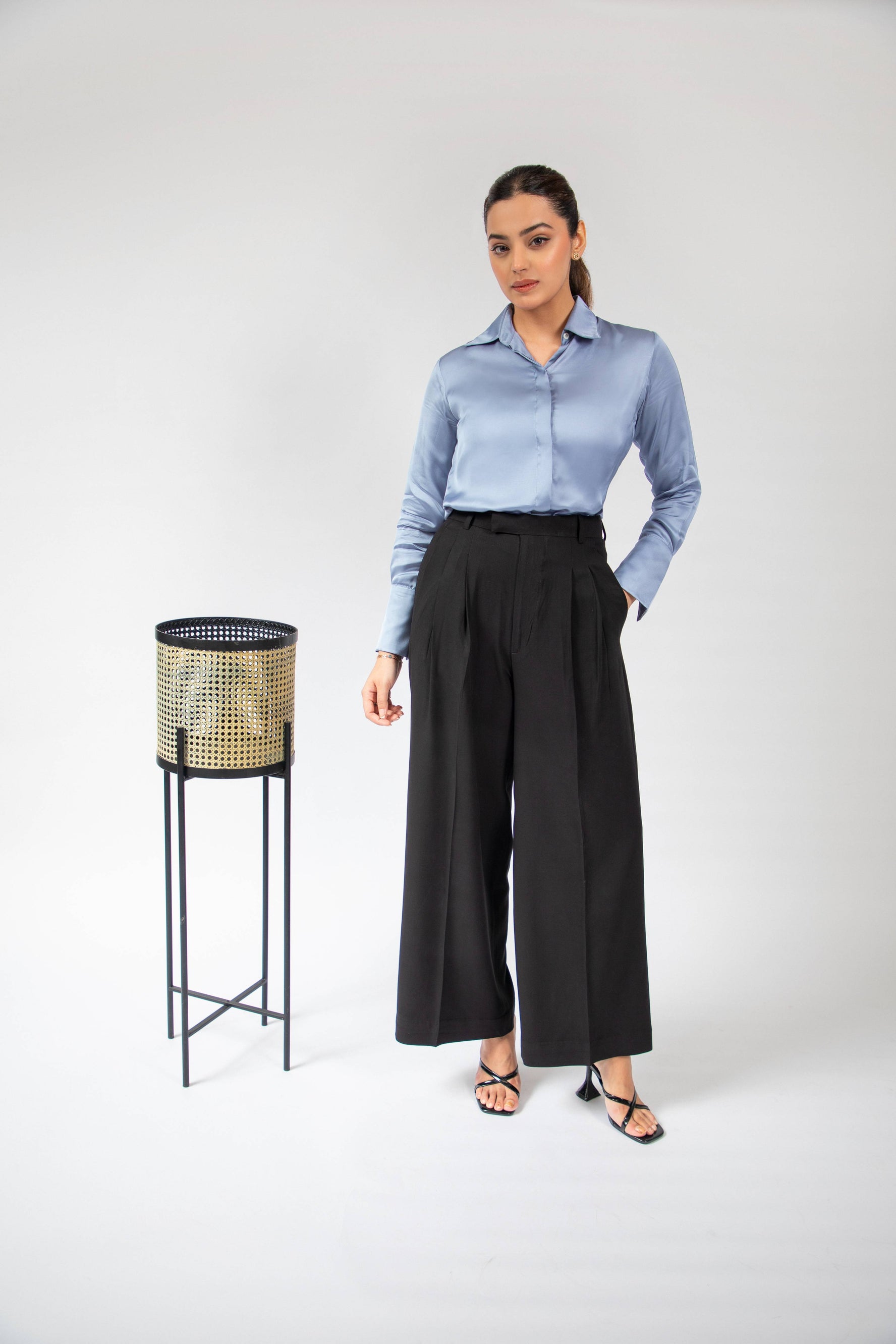 Wideleg Pleated Trousers