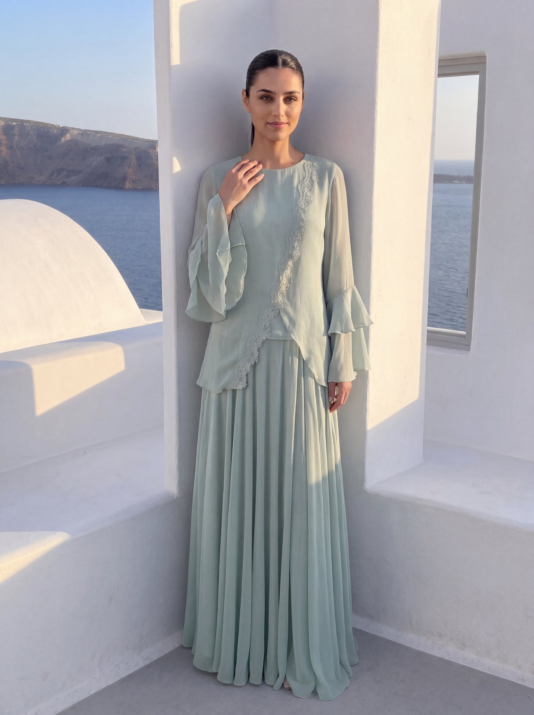 Mint Chiffon Asymmetric Coord