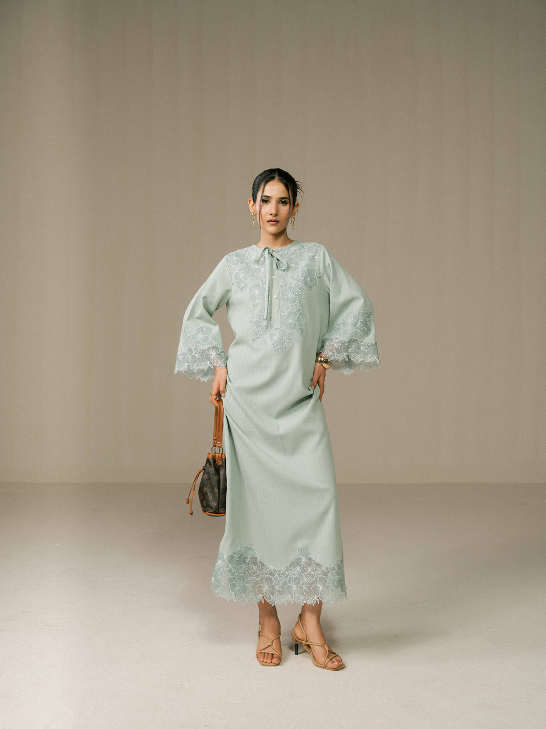 Mint Blossom Lace Kaftan