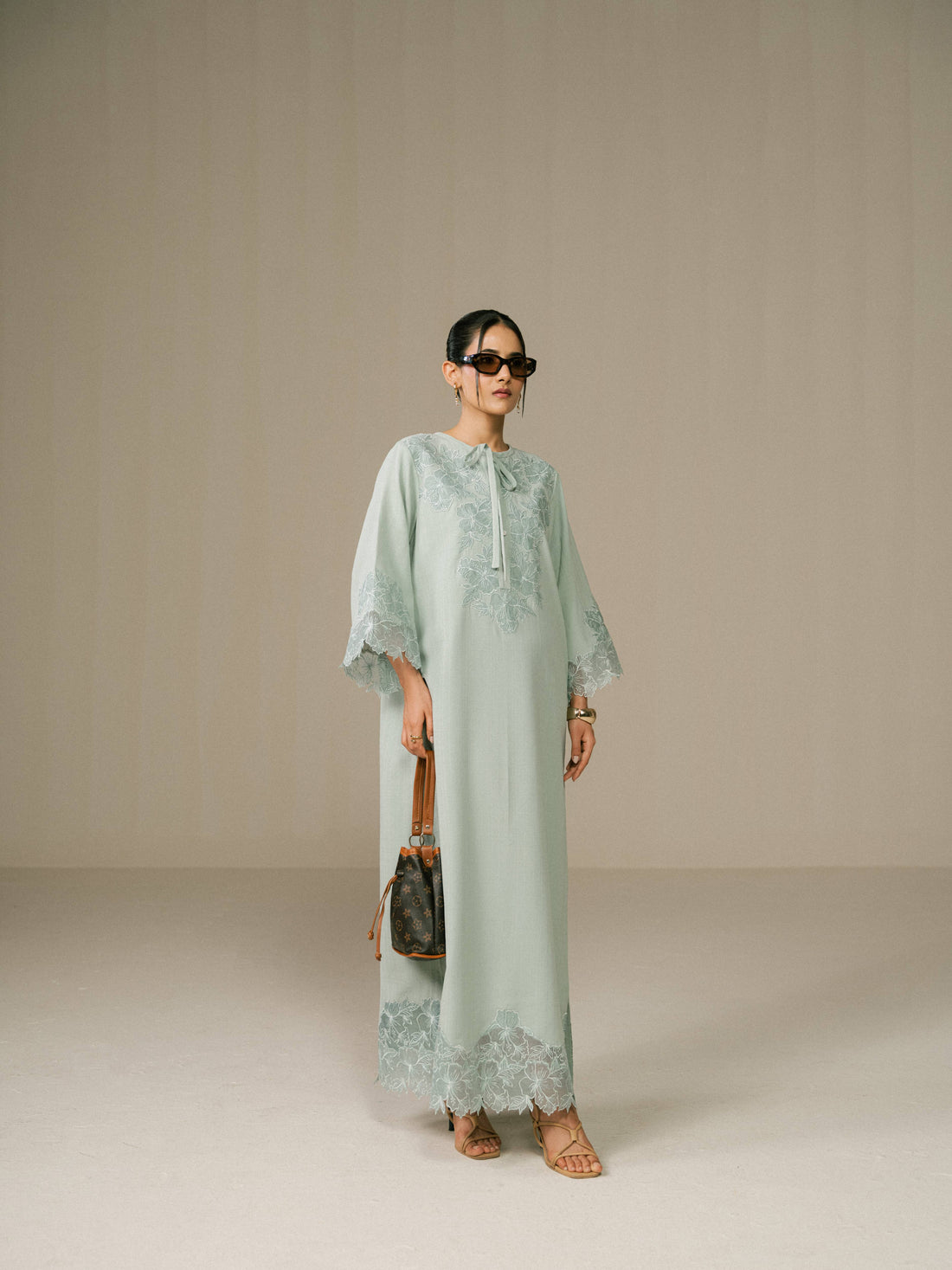 Mint Blossom Lace Kaftan