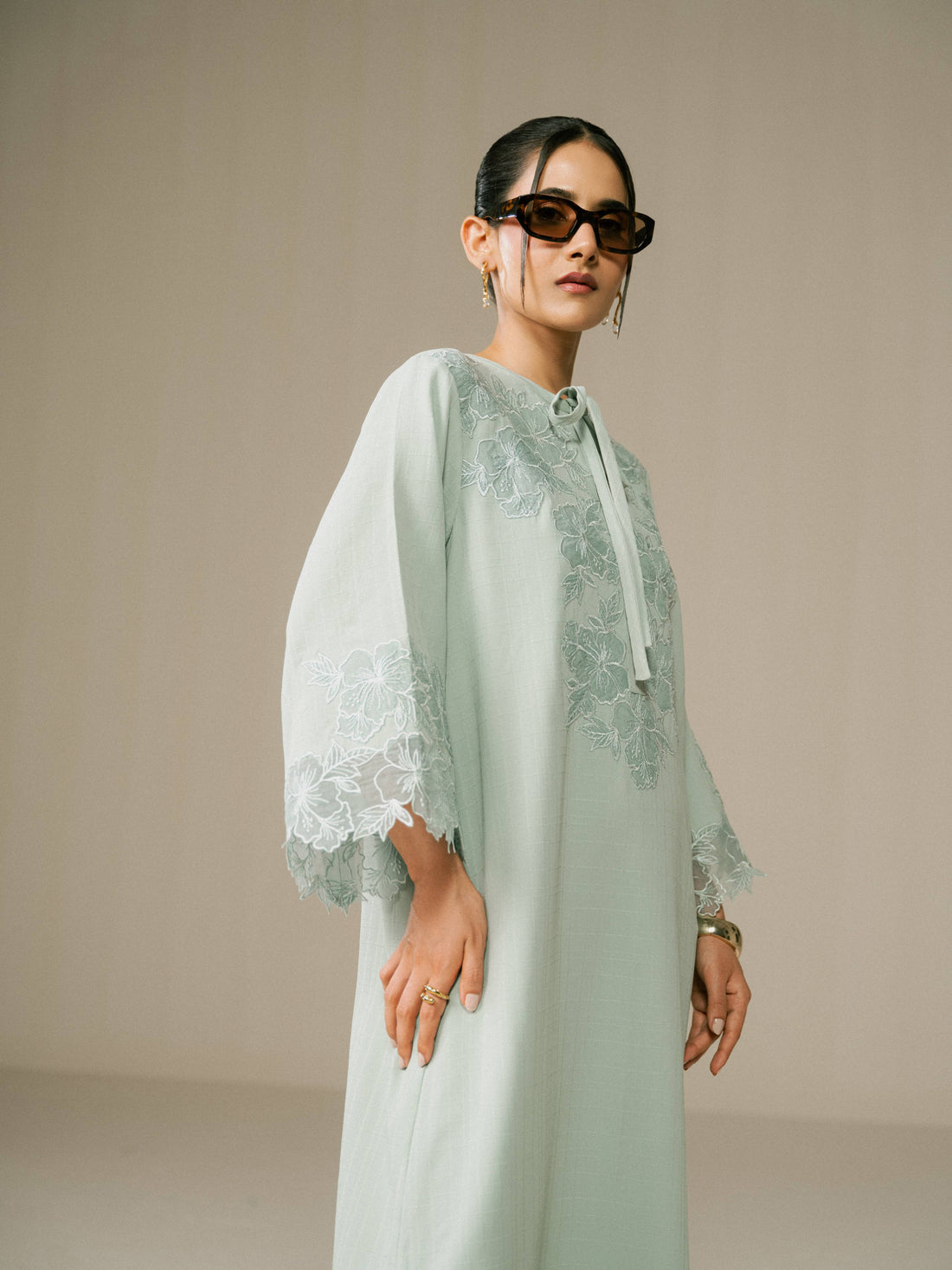 Mint Blossom Lace Kaftan