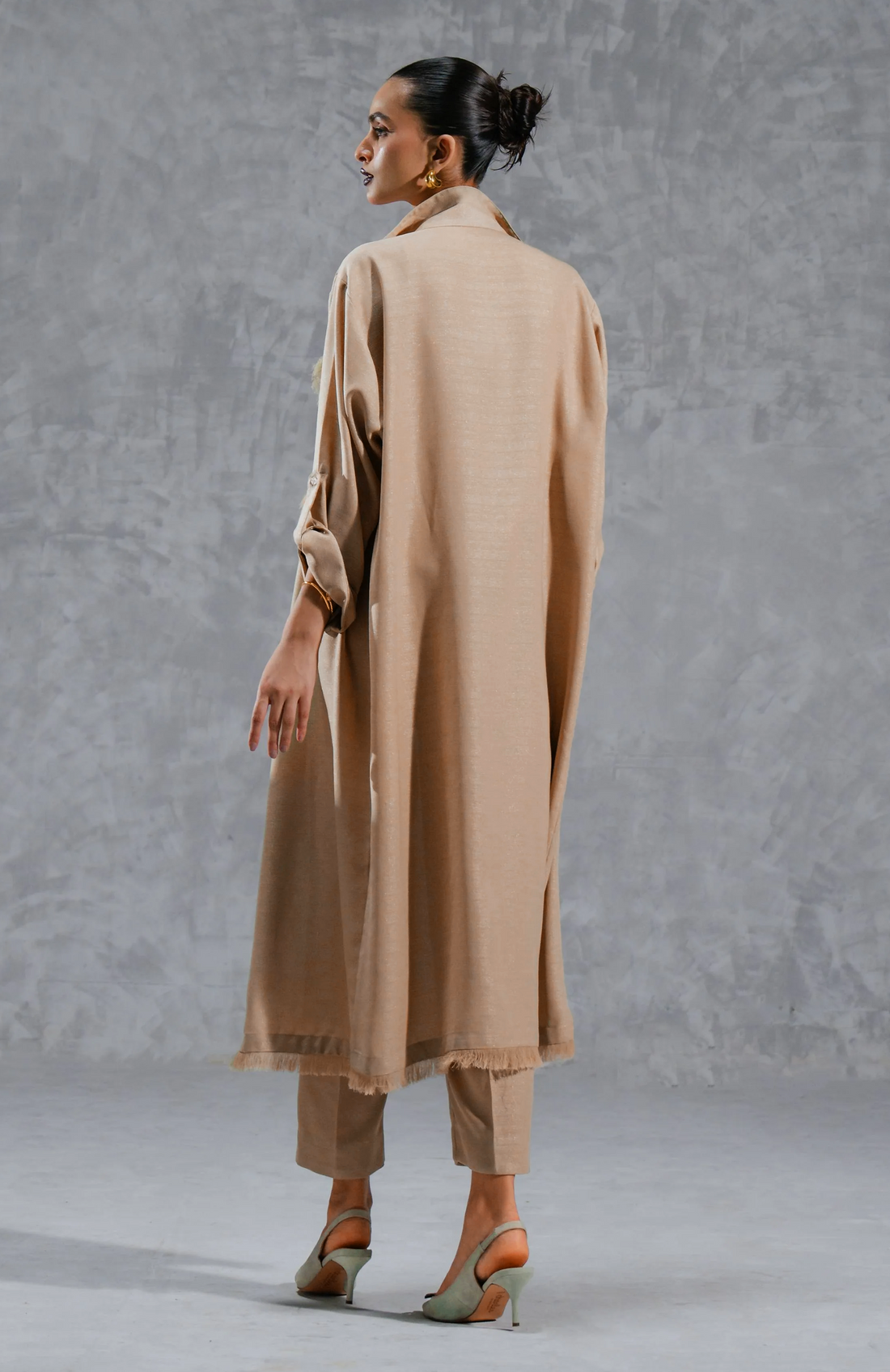 Frayed Trim Shrug Set