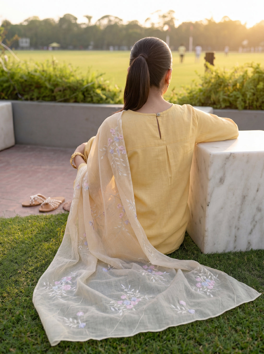2-piece linen set: relaxed kurta with tapered pants