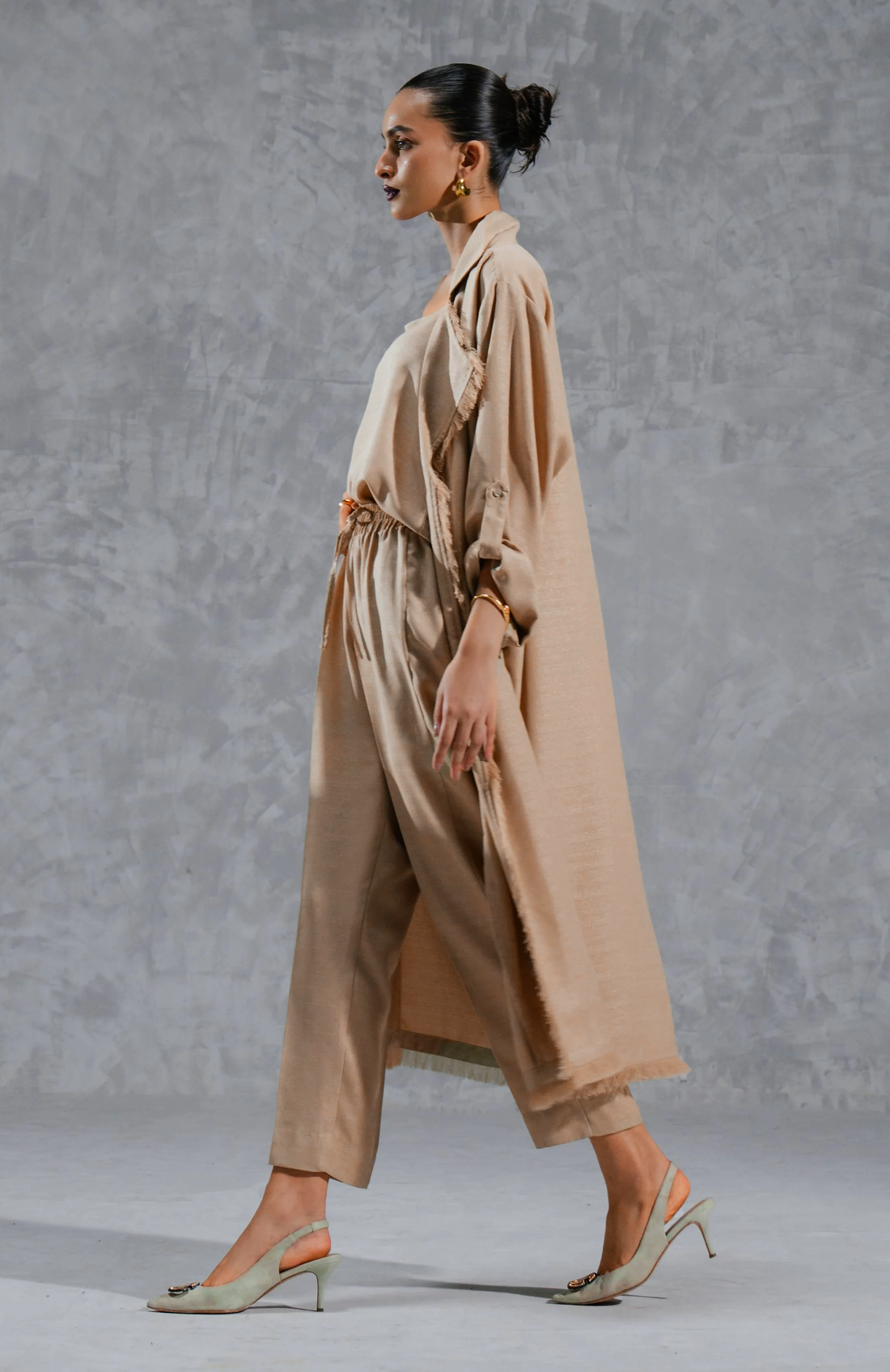 Frayed Trim Shrug Set