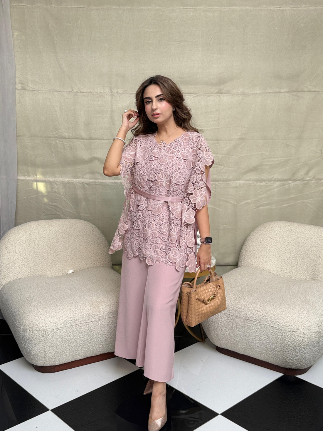 Lace blouse and skirt set
