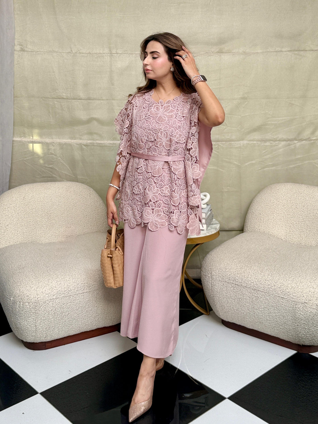 Lace blouse and skirt set