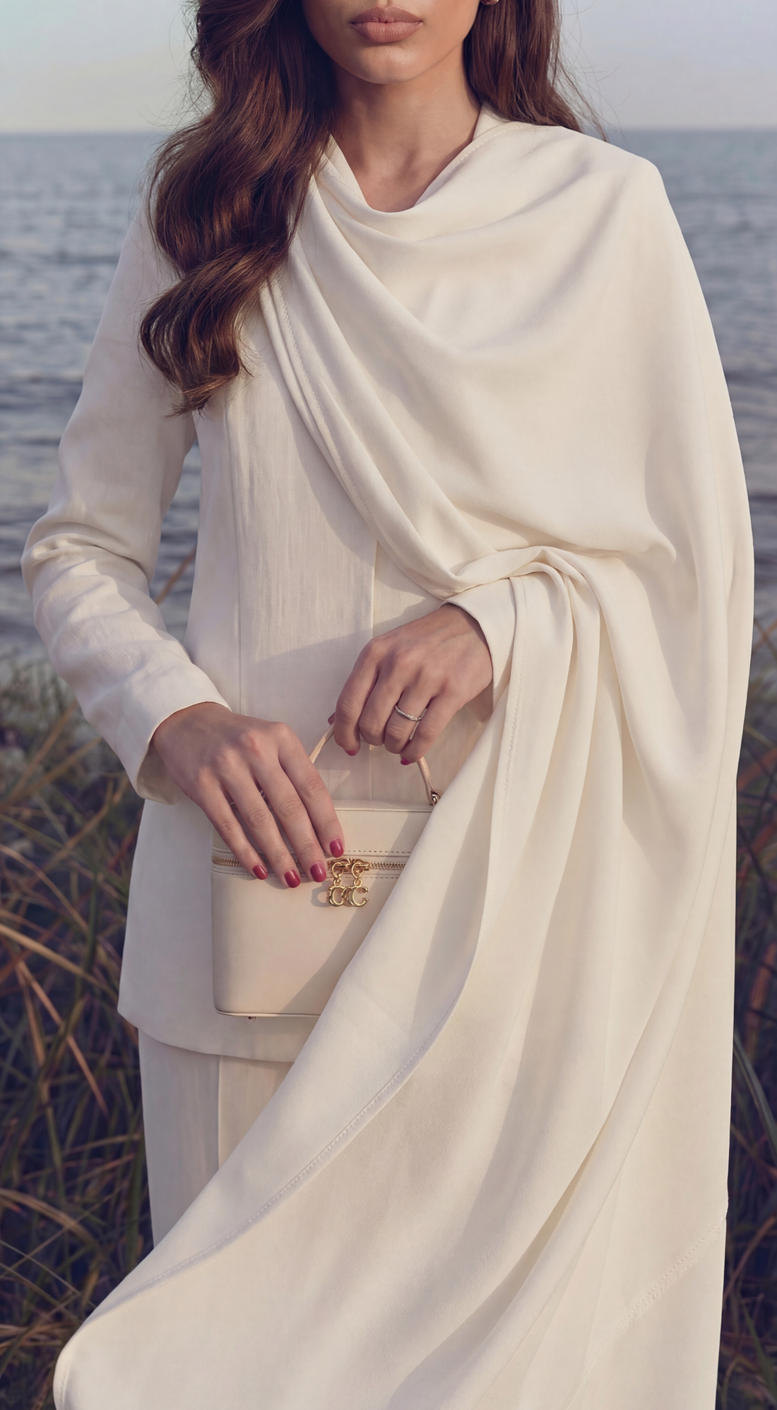 Ivory Silk Blazer Set