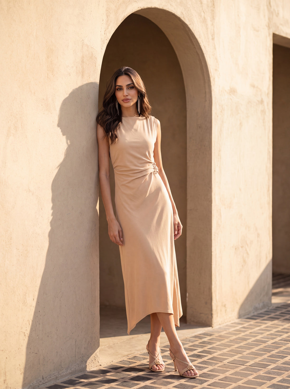 Sleeveless Drape Dress