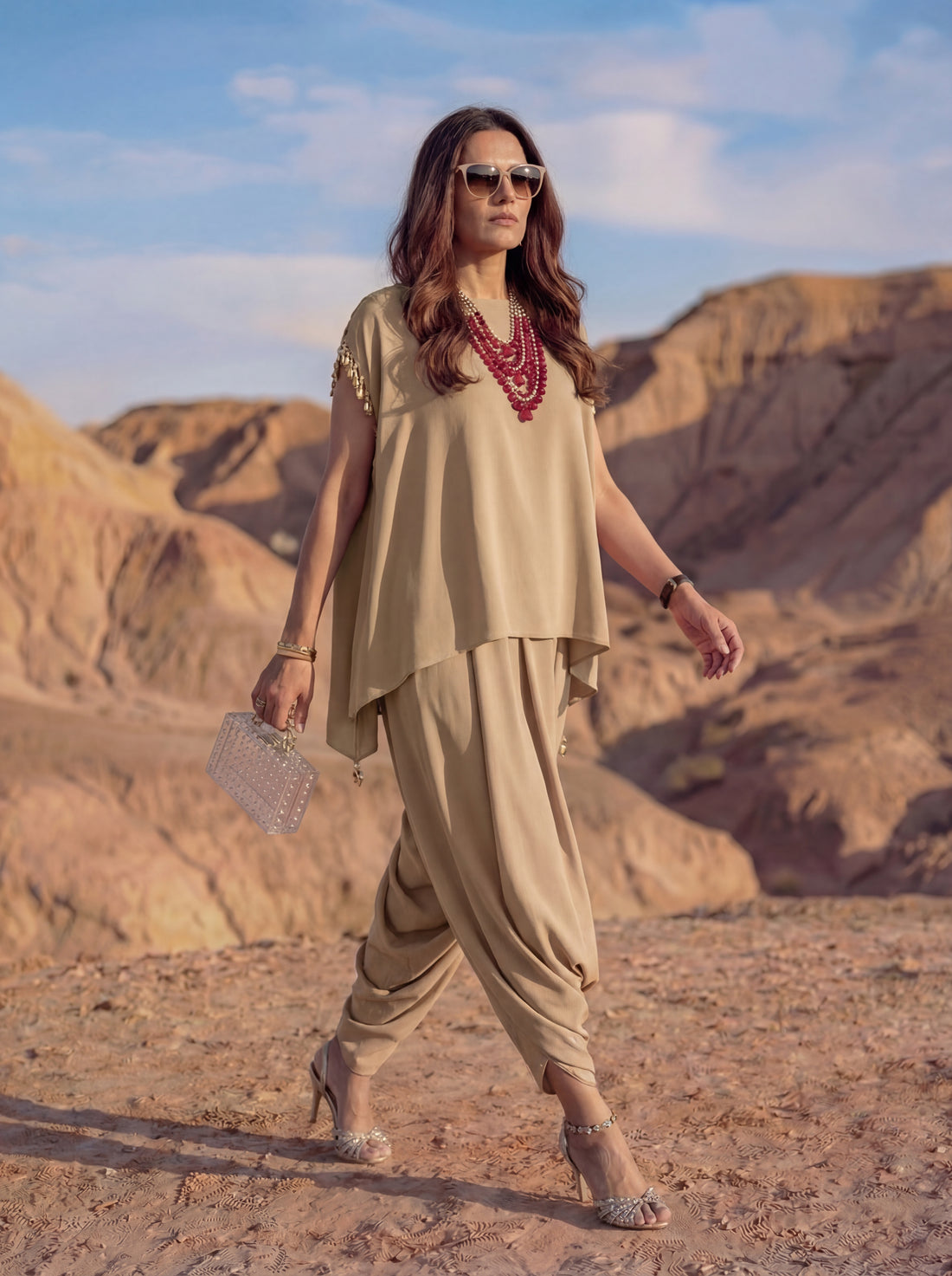 Draped Poly-Blend Mirage Tunic