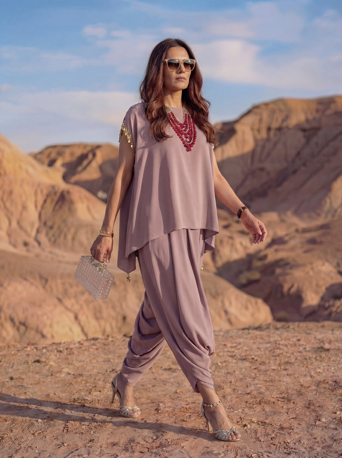 Draped Poly-Blend Mirage Tunic
