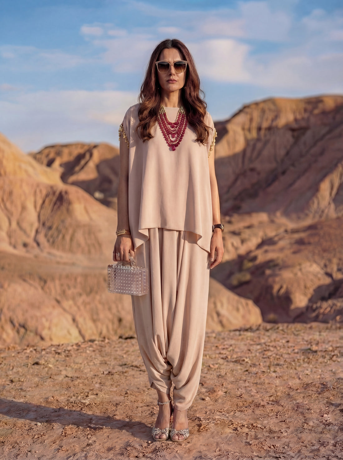 Draped Poly-Blend Mirage Tunic